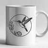 Hummingbird Floral Illustration A detailed illustration of a hummingbird perched on a floral branch.