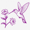 Vibrant Hummingbird Clip Art Design A colorful hummingbird perched on a branch amidst vibrant floral arrangements.