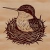 Colorful Illustrations of Hummingbirds An intricately detailed vector graphic of a hummingbird against a blurred background.