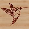 A colorful hummingbird in mid-air, its wings spread wide as it flies through the forest.