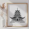 Beautiful Religious Architecture A serene Buddhist temple architecture designed with intricate details.