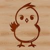 A simple line drawing of a cute chick with bold lines and minimal shading.