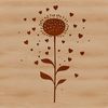 Wildflower Illustration with Heart-Shaped Design A colorful illustration of a single wild flower with two heart shapes incorporated into its design.