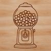 Vector Gumball Dispenser Design A 2D illustration of a classic gumball machine with a transparent background, suitable for vector graphics.