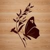 Colorful butterfly with detailed wings in flight, suitable for gardening or floral designs.
