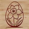Easter Egg SVG with Floral Accent A stylized illustration of a hollow Easter egg with a yellow daffodil sprouting from the top.