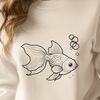 Vibrant Domesticated Fish SVG Art A colorful illustration of a domesticated fish commonly kept as a pet, featuring vibrant scales and a rounded body.