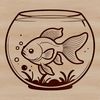Whimsical Goldfish Clip Art A colorful goldfish swimming in a small aquatic environment, suitable as clip art for various designs.