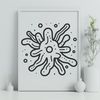 A detailed illustration of a bacteria cell, suitable for vector art and cutting machine designs.