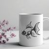 Swimming Finned Friend Vector A colorful goldfish swimming in water, suitable as a vector design element for various projects.