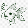 Simple Goldfish Line Art Illustration A goldfish swimming in water, depicted as a simple line art illustration.