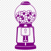Whimsical Gumball Dispenser Illustration A 2D illustration of a classic gumball machine with rotating drum and colorful balls.