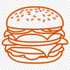 A Classic Cheeseburger Illustration A minimalist illustration of a classic cheeseburger with a beef patty and melted cheese on a toasted bun.