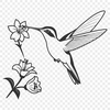 Beautiful Floral Bird Design A detailed SVG vector design featuring a hummingbird in mid-flight surrounded by floral elements.