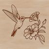Vector Illustration of a Perched Hummingbird A detailed vector illustration of a hummingbird perched on a floral branch.