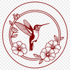 Stylized Bird Silhouette with Foliage A vector graphic design featuring a stylized hummingbird surrounded by foliage.