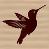 An intricately designed vector image of a hummingbird with detailed plumage and subtle wingspan.