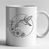 Floral Hummingbird SVG Artwork A colorful illustration of a hummingbird in flight above a floral arrangement.
