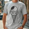 A colorful illustration of an ice cream cone with multiple scoops.