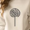 Free SVG Candy Design A colorful illustration of a lollipop on a white background.