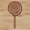 Vibrant Swirly Lollipop Graphic A graphic representation of a single lollipop with swirly patterns and colors.