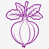 A simple illustration of a radish, ideal for use in food-related designs or graphics.