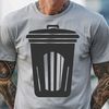 A simple, minimalist illustration of a trash can with a lid.
