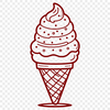 A colorful illustration of a cone-shaped dessert topped with a scoop of creamy ice cream.