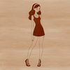 A stylized illustration of a young female figure in various poses.
