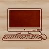 Detailed Computer Vector Art A detailed digital illustration of a modern computer setup, featuring a keyboard and monitor.