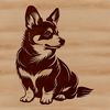 Cute Welsh Dog Illustration A stylized illustration of a Welsh Corgi sitting on its haunches, suitable for vector graphics and digital design.