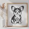 Beautiful Welsh Corgi Breed Dog Silhouette A high-resolution vector graphic of a sitting Welsh Corgi breed dog.