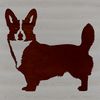 A vector illustration of a standing Welsh Corgi dog.