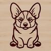 Illustrated depiction of a seated corgi dog breed.