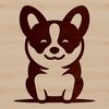 A digital illustration of a Corgi sitting on its haunches, depicted as a vector graphic.