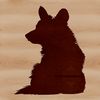 Stylized Silhouette Dog Illustration A stylized outline illustration of a Welsh Corgi sitting on its haunches.