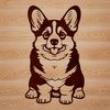 A digital illustration of a sitting Corgi dog breed in vector format.
