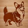 Vector Welsh Corgi Graphic Design A digital illustration of a standing Welsh Corgi breed dog.