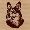 Welsh Corgi Portrait Close-up Close-up illustration of a Welsh Corgi's head, showcasing the breed's distinctive features.