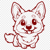 Creative Sitting Corgi Digital Drawing