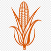 A stylized illustration of a corn kernel on a white background.