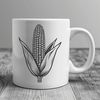 Beautiful Corn Illustration A detailed illustration of a corn on the cob with husks, suitable for vector design projects.