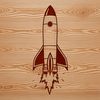 Rocketing into Infinity A futuristic rocket ship blasting off into outer space, designed as a vector graphic.