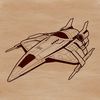 Spacecraft Silhouette Design A stylized vector illustration of a spaceship soaring through outer space.