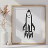Vector Rocket Ship Graphics Illustration A futuristic spaceship design created in vector format for digital and print applications.