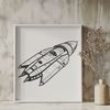 High-Tech Spaceship in Orbit A detailed, vector illustration of a futuristic spaceship in space, suitable for cutting machines and commercial use.
