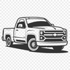 Detailed Pickup Truck Design SVG Template Illustration of a pickup truck with detailed design elements suitable for vector graphics and cutting machine projects.