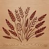 A simple vector illustration of a single stalk of wheat with golden kernels.