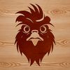 A vector graphic image featuring a stylized chicken silhouette against a neutral background.