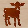 A detailed illustration of a cow's head and body.